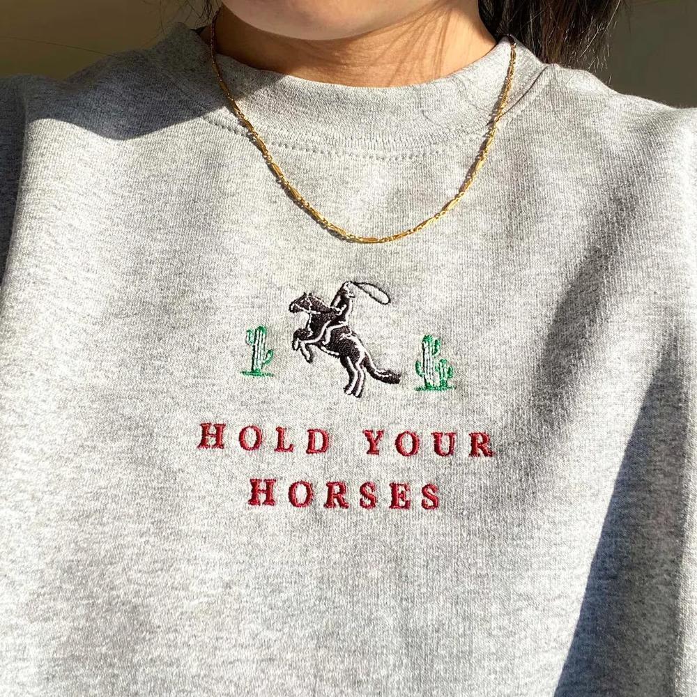 Hold Your Horses Western Cowboy Rodeo Graphic Sweatshirt